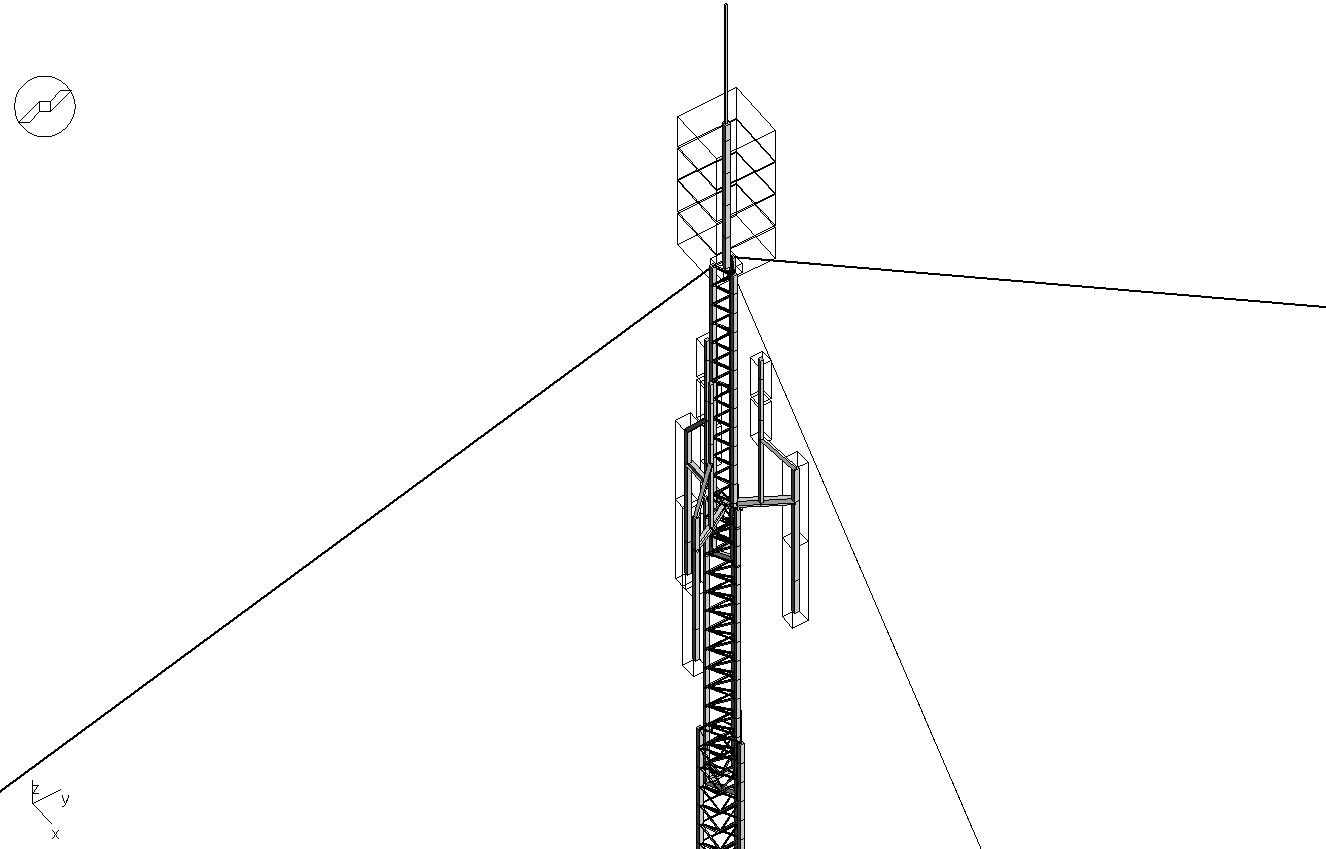 Détail de la charge utile en tête de pylône télescopique de 50m
