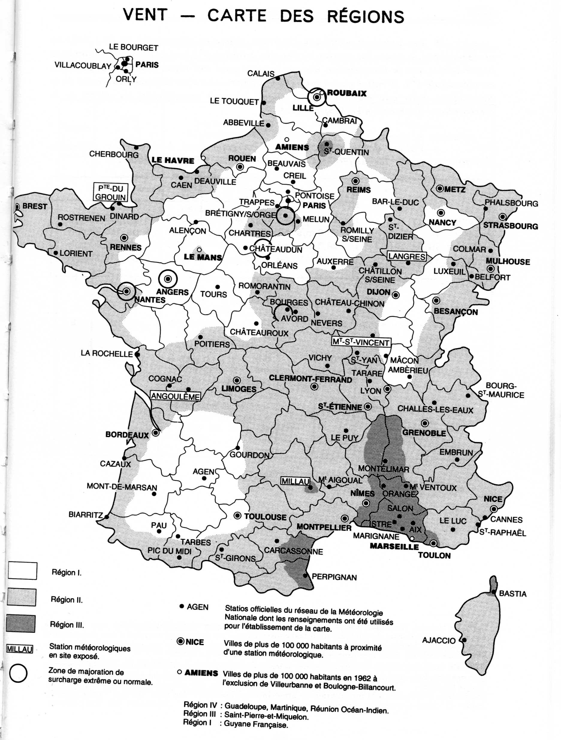 NV65 1965 zones de vent en France